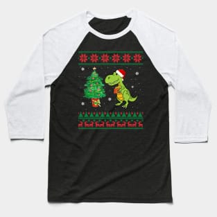 T-rex Merry Xmas Ugly Christmas Baseball T-Shirt